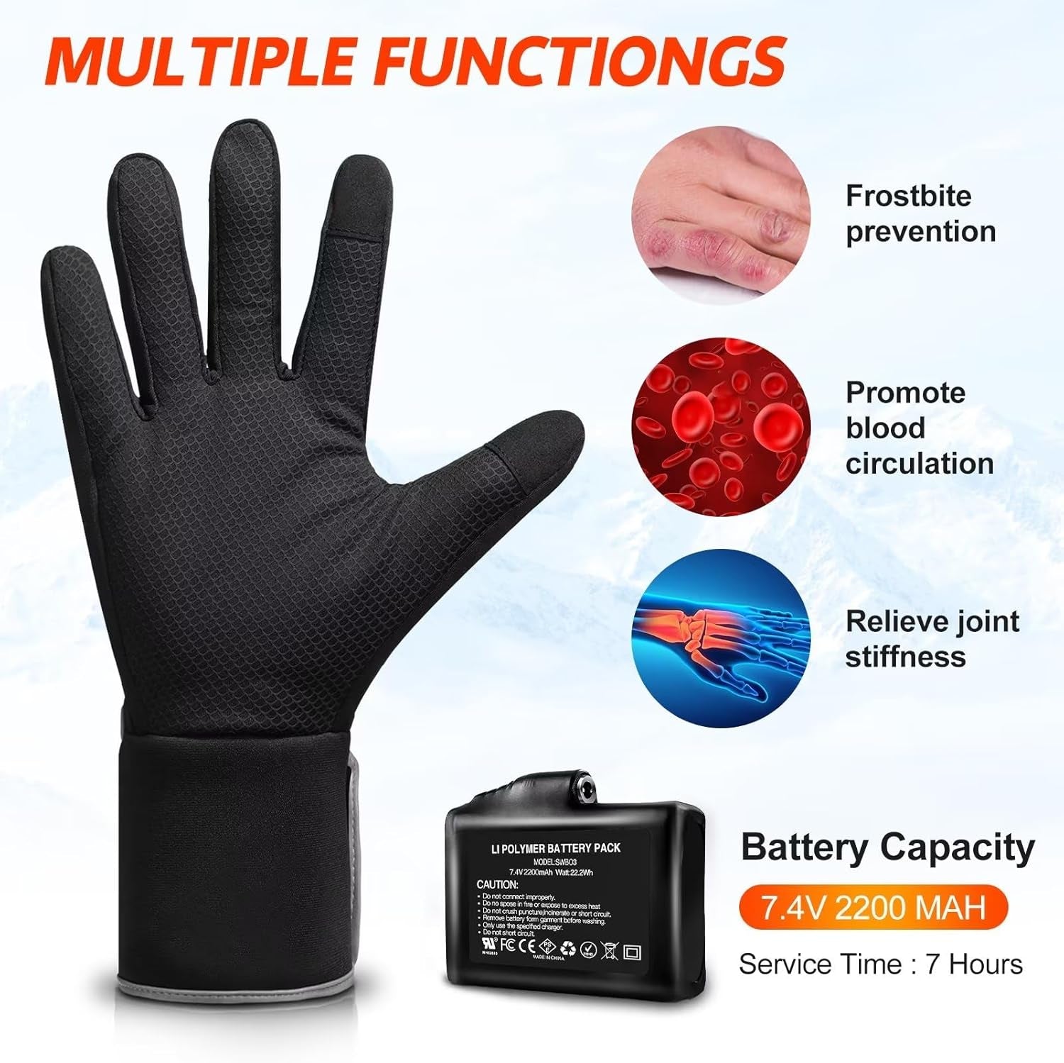 Breathable Heated Gloves Liners for Men Women,Winter Heated Thin Gloves Touchscreen Riding Skiing Snowboarding Hiking Cycling