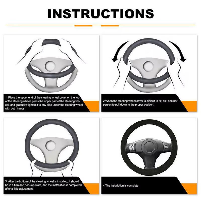38Cm Car Heated Steering Wheel Cover 12V Heated Auto Steering Wheel Cover Rechargeable Anti-Slip Wheel Protector