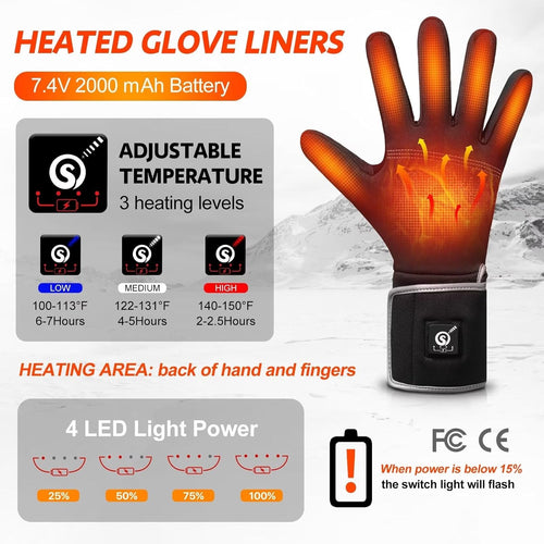 Breathable Heated Gloves Liners for Men Women,Winter Heated Thin Gloves Touchscreen Riding Skiing Snowboarding Hiking Cycling
