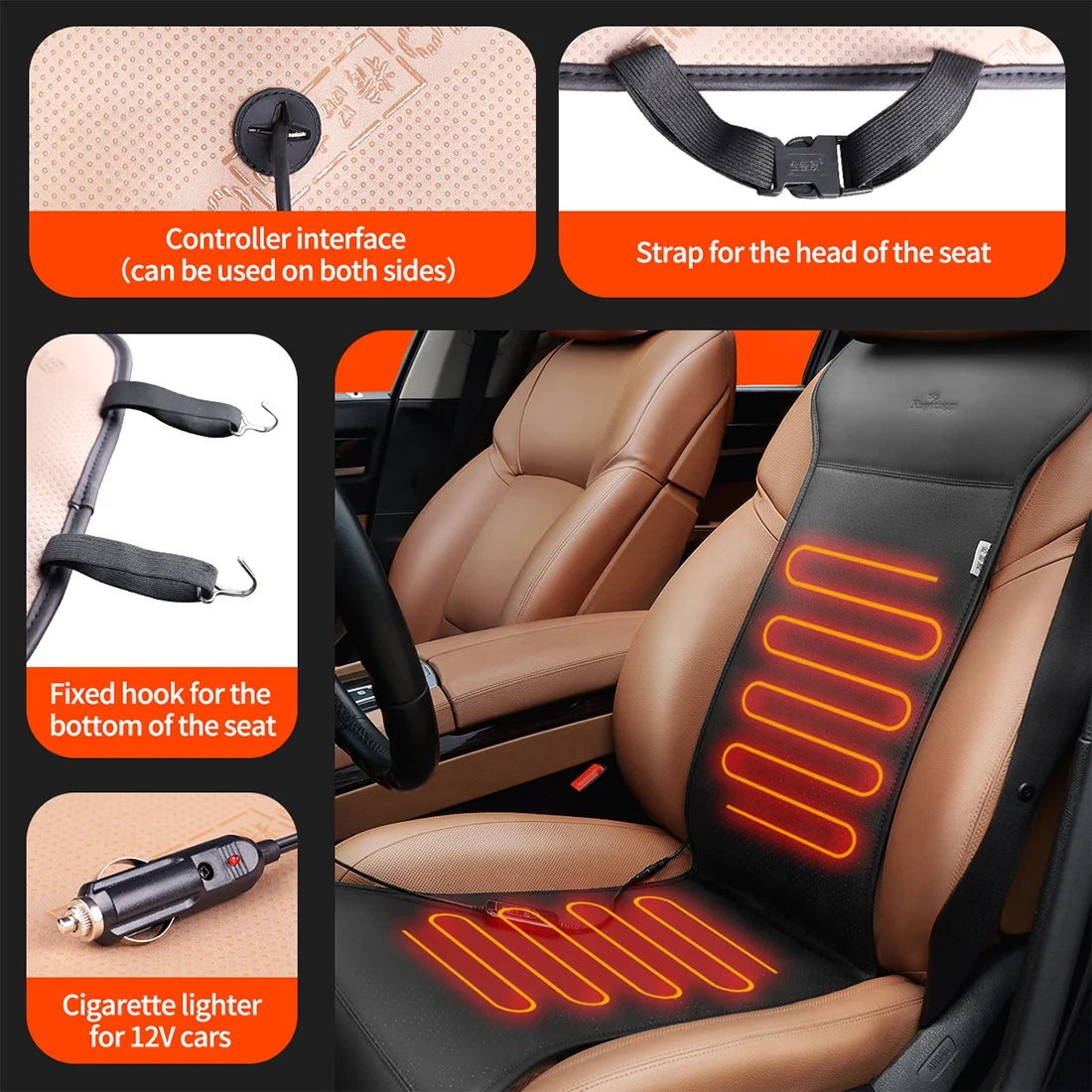 Cars Heated Seat Cushion for Winter, with Intelligent Controller and Timing Function