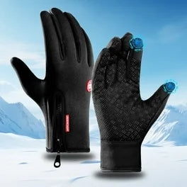 Men's Waterproof and Windproof Winter Gloves for Cold Weather Activities - Touchscreen Compatible with Zipper Closure
