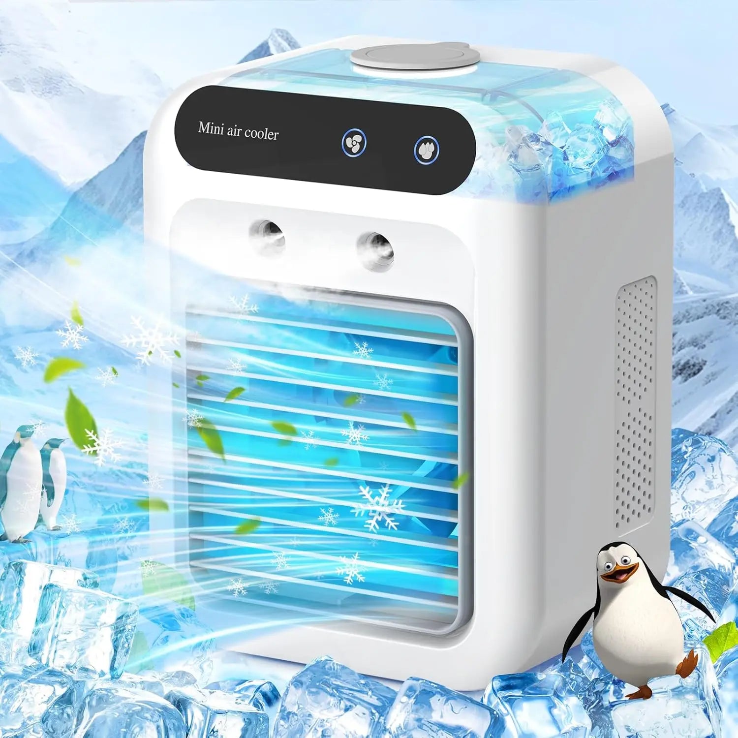 Portable Air Conditioners,3-In-1 Cooling Fan Air Conditioner with 2-Speed,Built-In 1800mah Battery,Air Cooler for Home&Outdoor