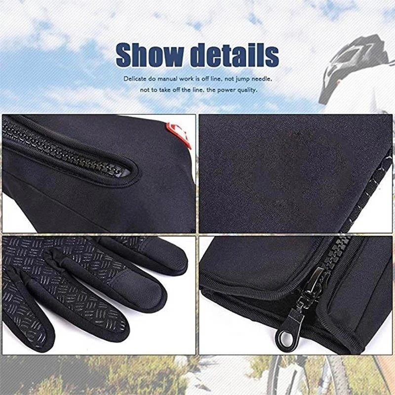 Men's Waterproof and Windproof Winter Gloves for Cold Weather Activities - Touchscreen Compatible with Zipper Closure