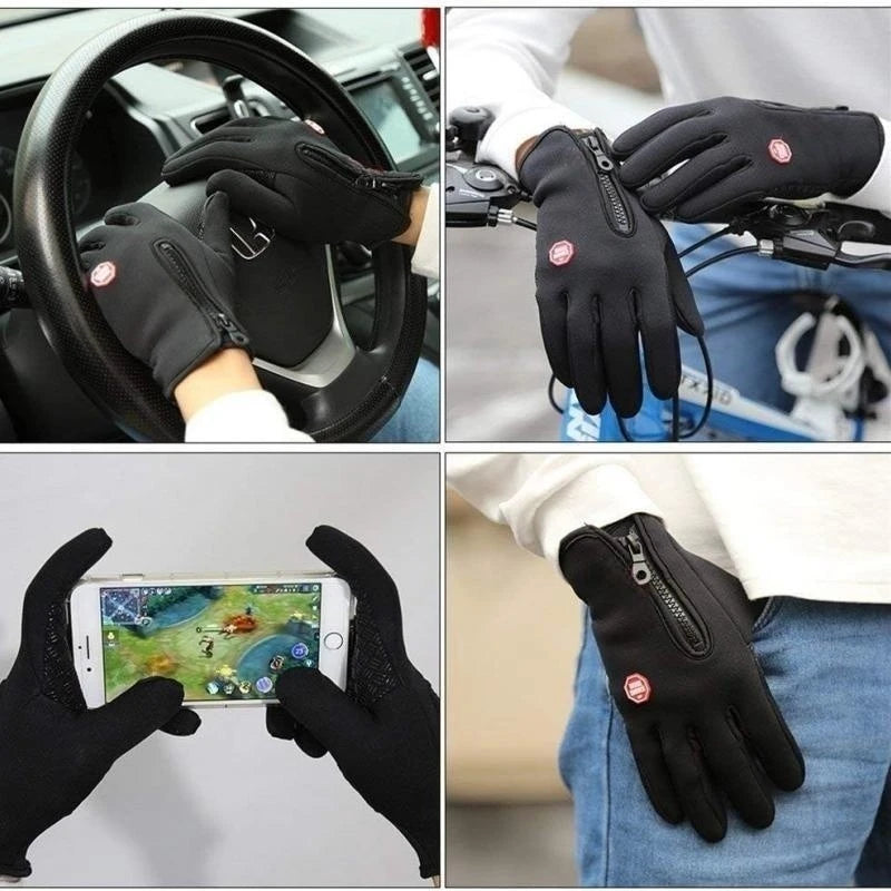Men's Waterproof and Windproof Winter Gloves for Cold Weather Activities - Touchscreen Compatible with Zipper Closure