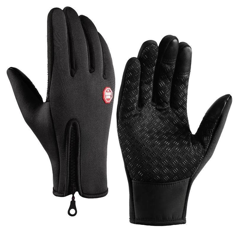 Men's Waterproof and Windproof Winter Gloves for Cold Weather Activities - Touchscreen Compatible with Zipper Closure