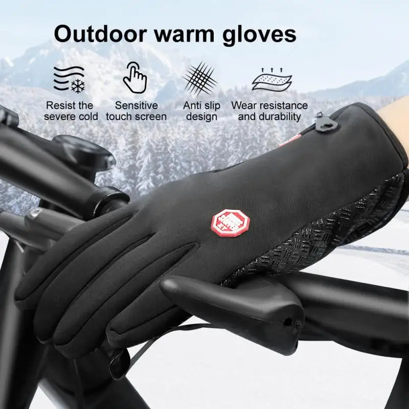 Men's Waterproof and Windproof Winter Gloves for Cold Weather Activities - Touchscreen Compatible with Zipper Closure