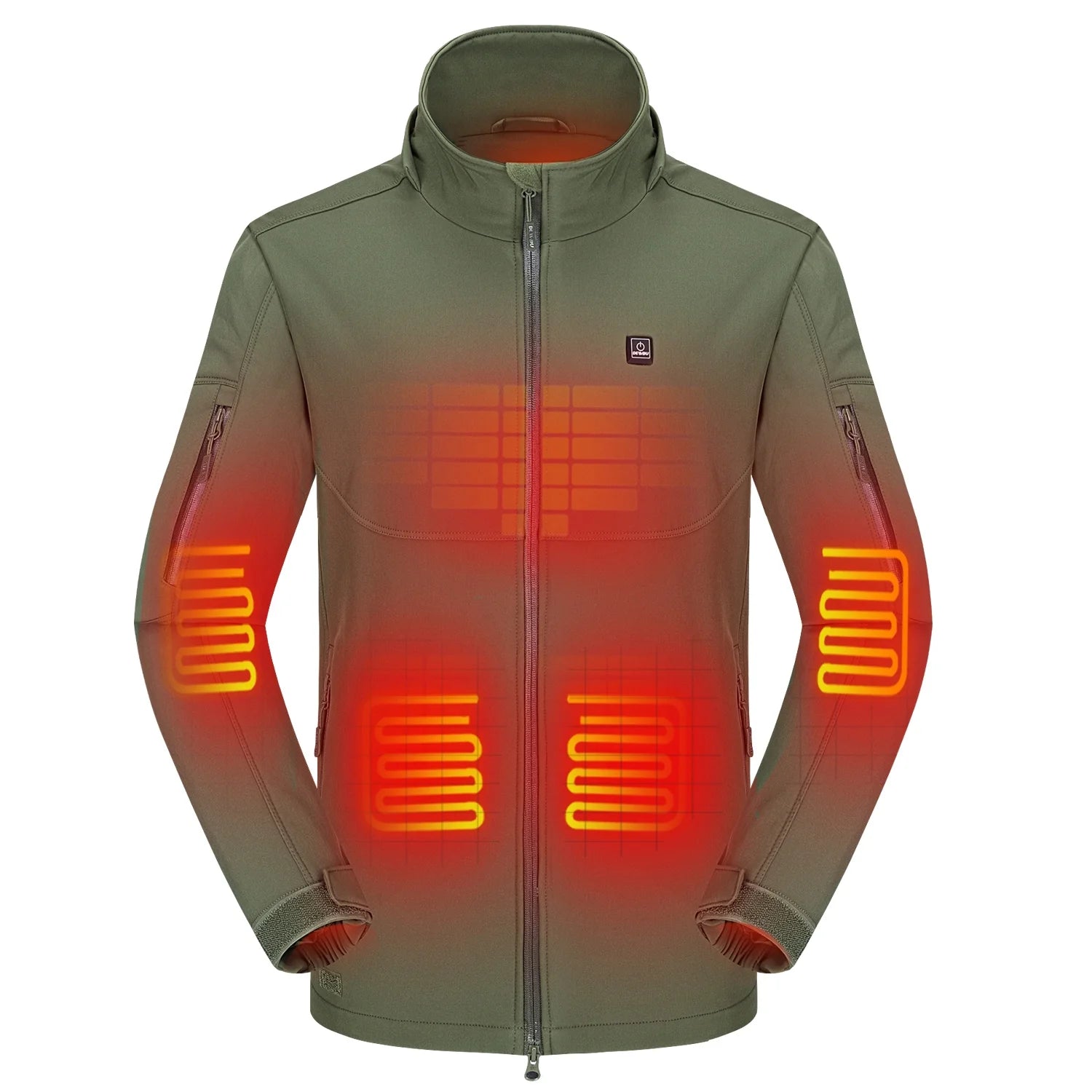 Heated Jacket for Men with Detachable Hood, Soft Shell Heated Coat with 12V Battery Pack, Waterproof Heating Jacket for Winter Outdoor