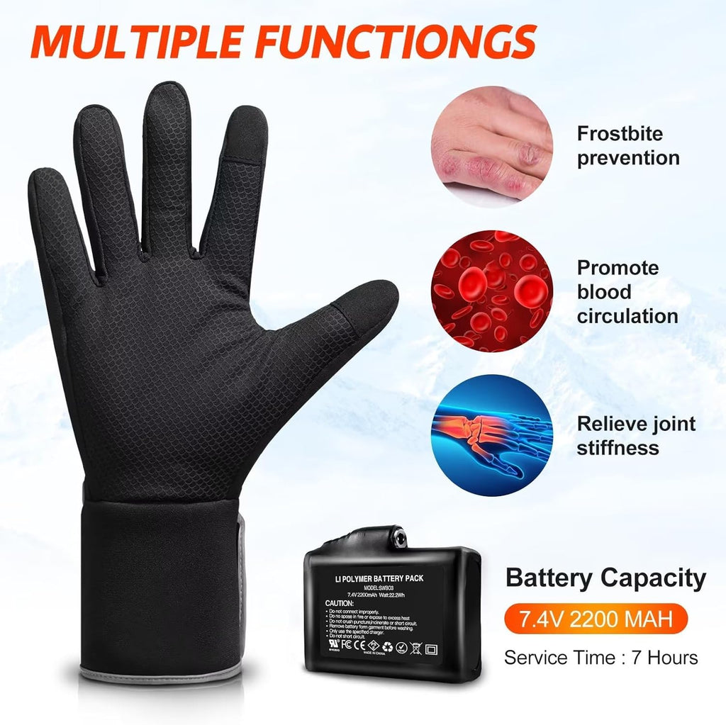 Breathable Heated Gloves Liners for Men Women,Winter Heated Thin Gloves Touchscreen Riding Skiing Snowboarding Hiking Cycling