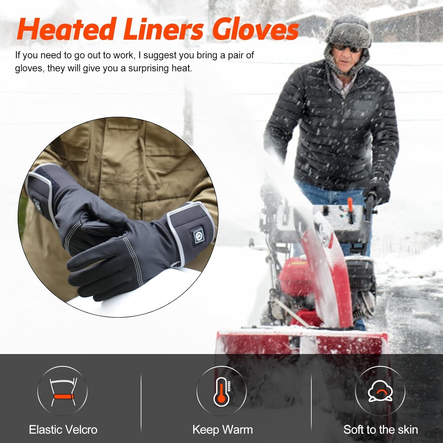 Breathable Heated Gloves Liners for Men Women,Winter Heated Thin Gloves Touchscreen Riding Skiing Snowboarding Hiking Cycling