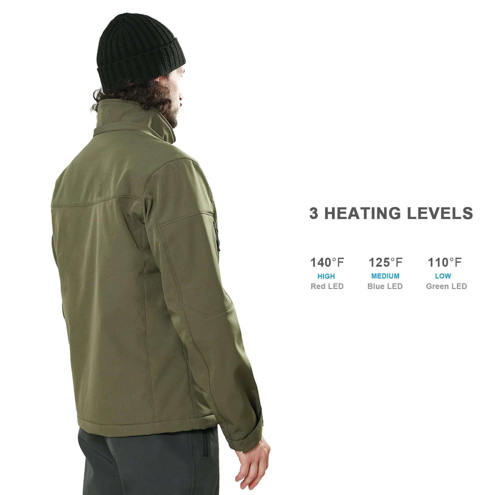 Heated Jacket for Men with Detachable Hood, Soft Shell Heated Coat with 12V Battery Pack, Waterproof Heating Jacket for Winter Outdoor